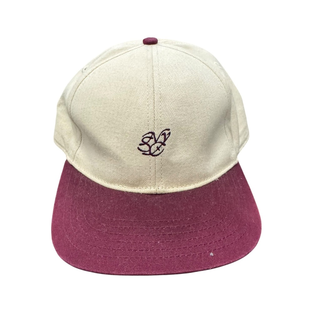 Saturdays NYC Snapback Hat Mens One Size Cream Burgundy Excellent Two Tone Cap